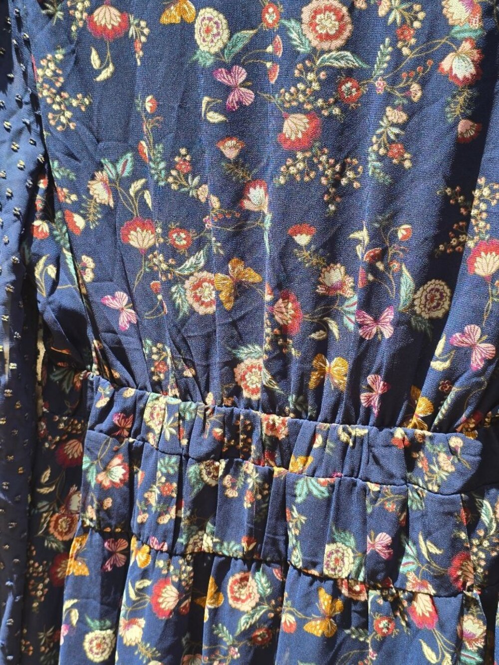 Umgee USA Fall Butterfly Floral, Swiss Dot Long Sleeve Tunic, Sz. L, NWOT - Picture 5 of 7